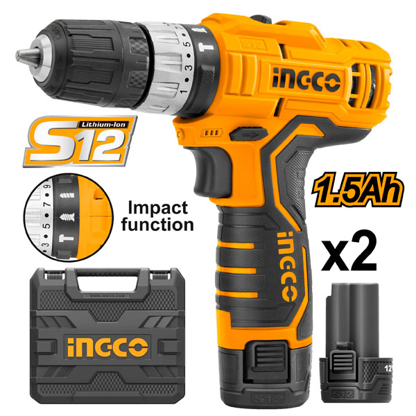 Taladro atornillador inalámbrico con percutor 12v